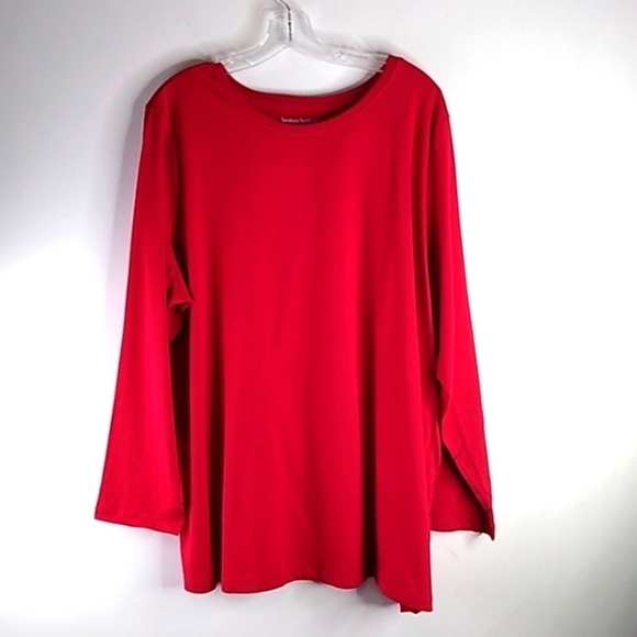 Woman Within - Red Round Neck, Long Sleeve Tee - Size 2X - Picture 1 of 6